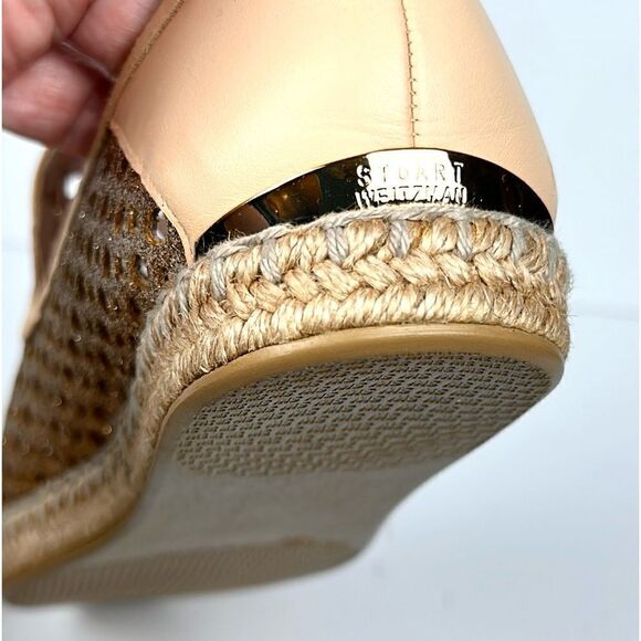 NWOB Stuart Weitzman County Glitter Espadrille Flat Sand Gold US 10 - Picture 12 of 16